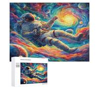 Astronaut Floats In Space 500Pc Jigsaw Puzzles Suitable Adults Kids Space Universe Jigsaws Creative Gift Loved Ones Family Activity Challenging Design Stress Relief 500 PCS