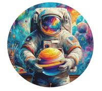 Astronaut Floats In Space 68 Piece Round Jigsaw Puzzle Space Universe Animal Shape Durable Challenging Puzzle Decorative Home Accent Stress Relief for Adults Challenging 68 PCS
