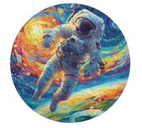 Astronaut Floats In Space 68 Piece Round Puzzle Space Universe Animal Shape Large Format Challenging Puzzle Decorative Finish Home Wall Art Ready Stress Relief Challenging 68 PCS