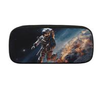 Astronaut Flying in Space Pencil Case Waterproof Leather Pencil Pouch Multi-purpose Aesthetic Makeup Bag Cute Pen Bag Large Cosmetic Bag for Office Stationery, Travel