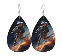 Astronaut Flying In Space Teardrop Earring Lightweight Faux Leather Earrings Luxurious Pierced Earring For Decoration Beach Women