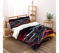 Astronaut Galaxy Bedding Set 3D Design Starry Sky Theme Duvet Cover Set Microfiber Quilt Cover Universal for All Seasons with Pillowcase Double（200x200cm）