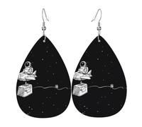 Astronaut galaxy Print Leather Earrings Teardrop Costume