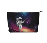 Astronaut Galaxy Trippy Prints Corduroy Makeup Bag for Women Girls, Spacious Travel Cosmetic Organiser for Make-up, Toiletries & Essentials