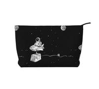 Astronaut Galaxy Zipper Closure Corduroy Makeup Bag Multifunctional Organizer 22x7x17cm for Travel Camping Vacation Fitness