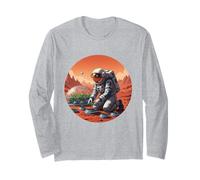 Astronaut Gardening on Mars - Space Farmer Sci-Fi Art Long Sleeve T-Shirt