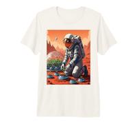 Astronaut Gardening on Mars - Space Farmer Sci-Fi Art Premium T-Shirt