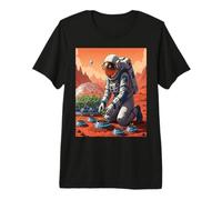 Astronaut Gardening on Mars - Space Farmer Sci-Fi Art Premium T-Shirt