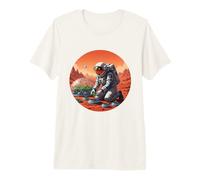 Astronaut Gardening on Mars - Space Farmer Sci-Fi Art Premium T-Shirt