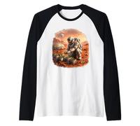 Astronaut Gardening on Mars - Space Farmer Sci-Fi Art Raglan Baseball Tee