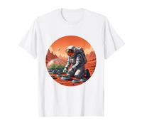 Astronaut Gardening on Mars - Space Farmer Sci-Fi Art T-Shirt