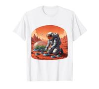 Astronaut Gardening on Mars - Space Farmer Sci-Fi Art T-Shirt