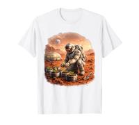 Astronaut Gardening on Mars - Space Farmer Sci-Fi Art T-Shirt