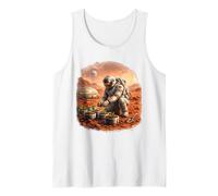 Astronaut Gardening on Mars - Space Farmer Sci-Fi Art Tank Top