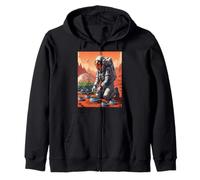 Astronaut Gardening on Mars - Space Farmer Sci-Fi Art Zip Hoodie