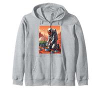 Astronaut Gardening on Mars - Space Farmer Sci-Fi Art Zip Hoodie