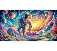 Astronaut gazing at cosmic wonderland 1000 Pc Recycled Paper Puzzle - Impossible Hard Challenging Game for Adults Home Activity 75x50/1000pcs