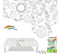 Astronaut Giant Colouring Table Cloths,Party Tablecloth Colouring Poster with 18 Paint Pens,47x71inch Colour In Table Cloth Drawing Paper Roll Table Cover Colouring Sheet for Space Birthday Party