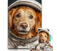 Astronaut Golden Retriever Jigsaw Puzzles for Adults Teenagers Jigsaws Puzzle,Toys Educational Games Stress Relieving Suitable for Desktop Decoration 50x75cm