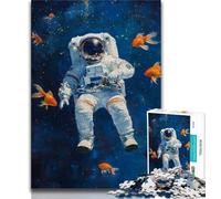 Astronaut Goldfish Jigsaw Puzzles for Adults,Challenging To Complete But Fun And Humorous Birthday Present,Gifts,Wall Art (50x75cm)