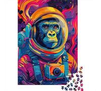 Astronaut Gorilla Space 1000-Piece Puzzle for Adults, 70x50cm/1000pcs, White Card Pieces with Reduced Dust; Shared Family Time Around The Table