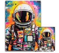Astronaut Graffiti 1000-Piece Jigsaw Puzzle Wooden Jigsaw Puzzles for Adults Challenging Brain Teaser - Relaxing Toy for Teenagers 50x75CM/19.68x29.52inch