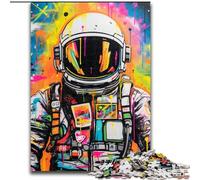Astronaut Graffiti Jigsaws 1000 Pieces for Adults Wooden Jigsaw Puzzles for Adults Ideal for Family Fun, Relaxation 50x75cm