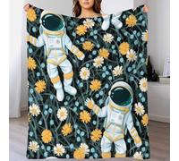 Astronaut, Grass And Daisy Throw Blanket 3D Printed Fleece Throw Blankets Plush Lightweight Kids Gift Couch Bed Sofa Nursery Soft Fuzzy Machine Washable Original Concept 40x50inch(100x130cm)