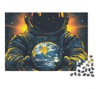 Astronaut Holding Earth 1000 Pieces Jigsaw Puzzle Glowing Tree Portal - Brainteasing Challenge for Adults70x50cm/1000pcs
