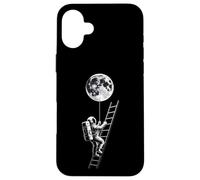 Astronaut Holding Earth Balloon Black and White Space Art Case for iPhone 16 Plus