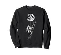 Astronaut Holding Earth Balloon Black and White Space Art Sweatshirt