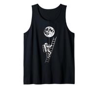 Astronaut Holding Earth Balloon Black and White Space Art Tank Top