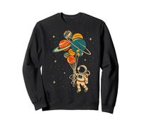 Astronaut Holding Planet Balloons Kids Space Adventure Sweatshirt