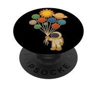 Astronaut Holding Planet Balloons Solar-System Science Space PopSockets Adhesive PopGrip