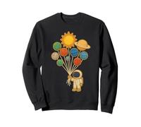 Astronaut Holding Planet Balloons Solar-System Science Space Sweatshirt