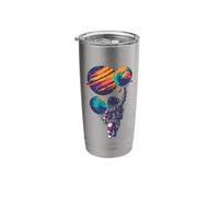 Astronaut Holding Planets | Colorful Space Art | Galaxy Art Stainless Steel Insulated Tumbler