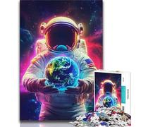 Astronaut Holding The Earth 1000 Pieces Jigsaw Puzzles for Adults And Teens,Stress Reliever Difficult Challenge Enhance Love between Couples 50x75cm