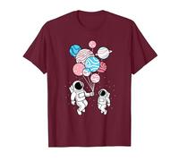Astronaut Holding Transgender Planet Balloons Trans Pride T-Shirt, Men, Burgundy, X-Large