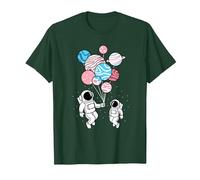 Astronaut Holding Transgender Planet Balloons Trans Pride T-Shirt, Men, Dark Green, Small