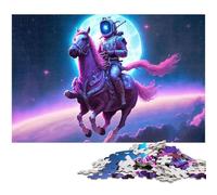 Astronaut Horse 1000 Piece Jigsaw Puzzle Wooden Jigsaw DIY Decoration, Brain Challenge, for Adult, Family, 50x75CM/19.68x29.52inch