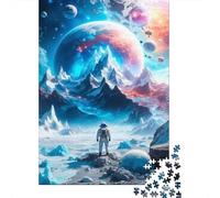 Astronaut Icy Planet Jigsaw Puzzle for Adults 1000 Piece Jigsaw Puzzle Sci Fi Space Style Puzzle Game for Family Relaxation Focus Gift Home Decor 52x38cm/1000pcs