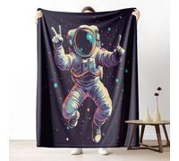 Astronaut Illustration Blanket Queen Soft Lightweight, Universe Outer Space Microfiber Blanket 78x86 Inch, Hand Drawn Style Throw Blanket Washable Warm Cozy for Bedroom Sofa Camping Travel