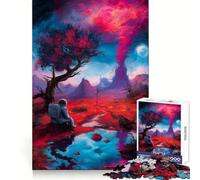 Astronaut in A Surreal Landscape Adults 1000 Piece Jigsaw Puzzle Memory Ability Soft Distraction Secure Join Festive Surprise (50X75CM)