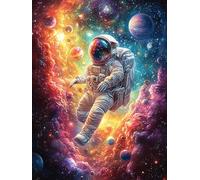 Astronaut in A Vibrant Nebula 300 Pieces Classic Jigsaw Puzzle Fairy Tale Scenery Cartoon Puzzle for Adults Concentration Training Wall Art Mental Exercise Halloween Premium Cardboard 300 PCS