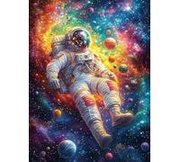 Astronaut in Cosmic Galaxy 500 Pieces Premium Jigsaw Puzzle Adult Jigsaws Educational Challenge Mental Exercise Wall Art Winter Thick Cardboard 500 PCS