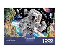 Astronaut in Fantasy Space 1000pc Classic Jigsaw Puzzle Sci-Fi Art Jigsaw Puzzle Bundle Extra-Thick Cardboard Collector Mind Relaxation Travel Office Break Holiday 52x38cm/1000pcs