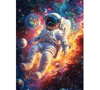 Astronaut in Fiery Cosmic Galaxy 1000 Piece Pack Classic Jigsaw Puzzle Accompany Fairy Tale Cute Couple Puzzle Partners Ultra Difficult Wall Decor Easter New Year Gift Thick Paperboard 1000 PCS