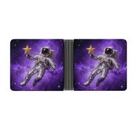 Astronaut in Galaxy Wallet for Men Bifold Rfid Blocking Slim Money Clip Front Pocket Wallet Card Holder