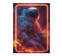 Astronaut In Neon Frame Artistic Jigsaw Puzzle for Adults, 500 PCS