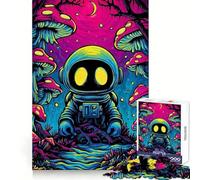Astronaut in Psychedelic Mushroom Forest 1000 Piece Jigsaw Puzzles for Adults Jigsaw Intellect Fun Slow Leisure Exact Edges Great Gift (38X26CM)